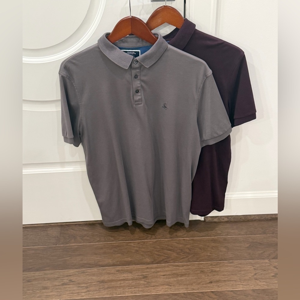 Charles Tyrwhitt Two-Pack Polo Shirts in Gray and Deep Plum